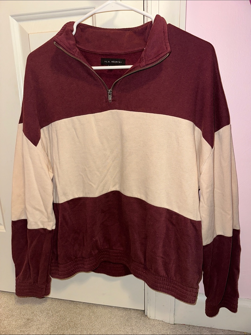*NWT* LA Hearts colorblock quarter-zip sweatshirt